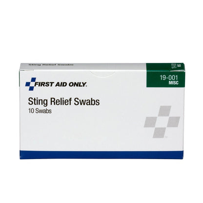 First Aid Only Sting Relief Swabs, 10 Per Box
