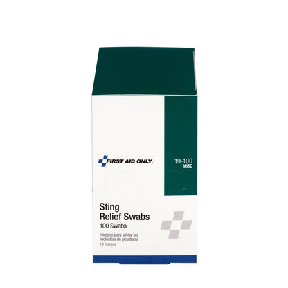 First Aid Only Sting Relief Swabs, 100 Per Box
