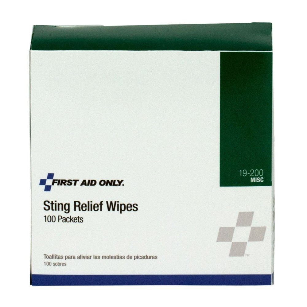 First Aid Only Sting Relief Wipes, 100 Per Box