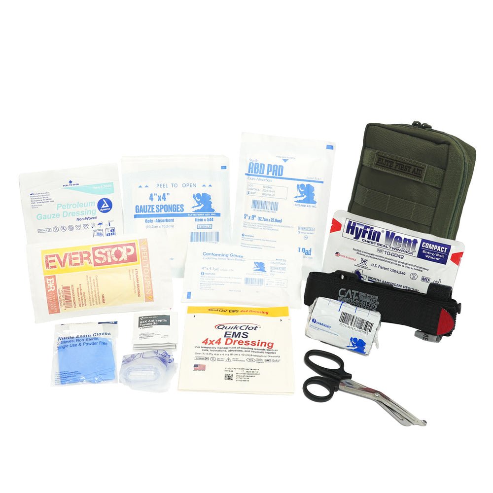 Elite First Aid Tactical IFAK PRO Kit with Bleeding Control - Olive Drab