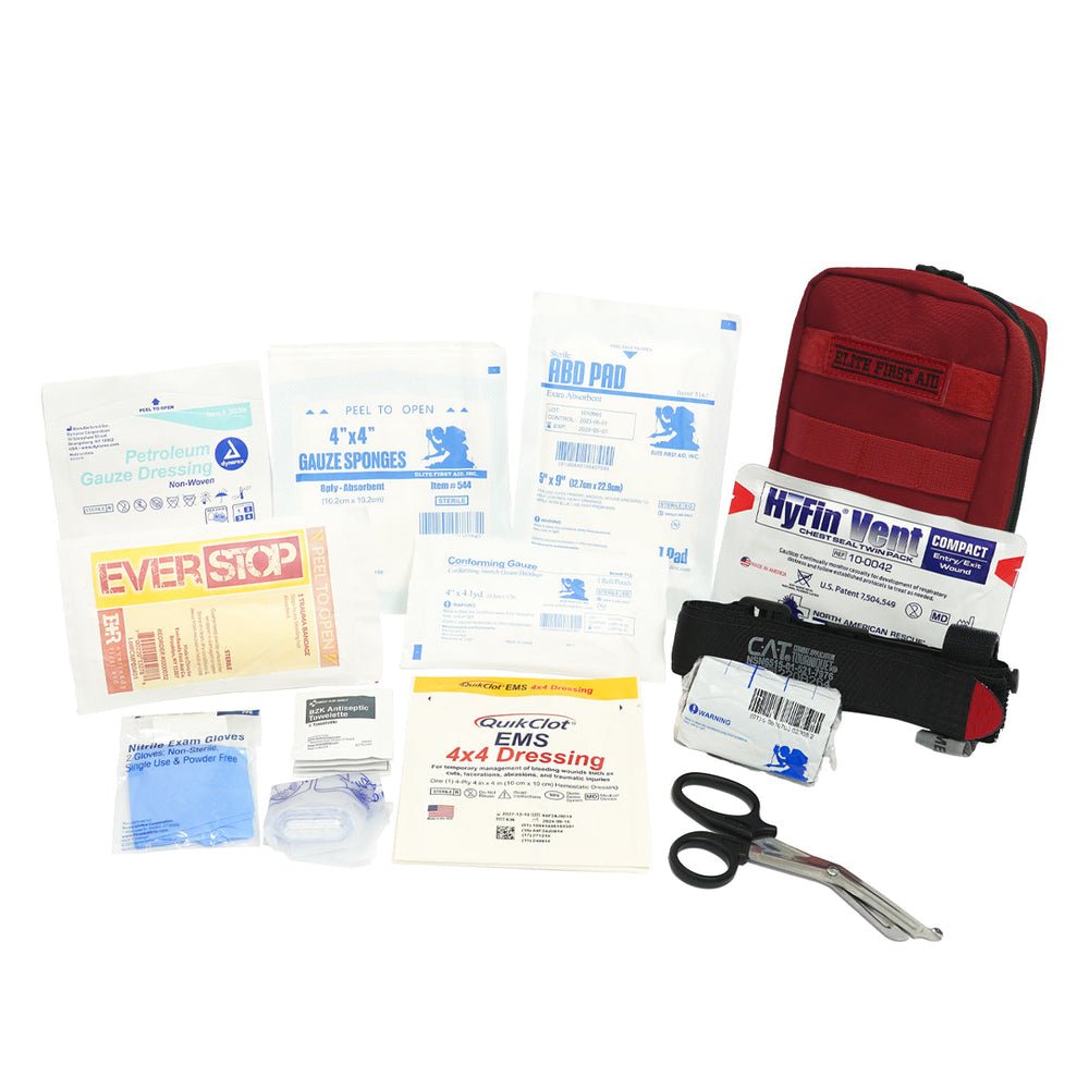 Elite First Aid Tactical IFAK PRO Kit with Bleeding Control - Red