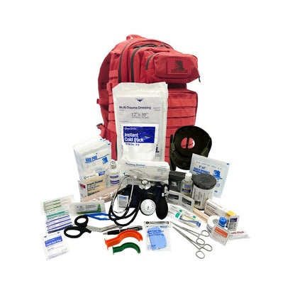 Elite First Aid Tactical Trauma Advanced Backpack with Bleeding Control - Red