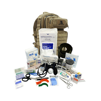 Elite First Aid Tactical Trauma First Aid Backpack - Tan