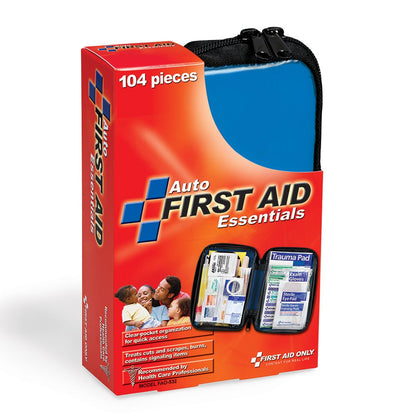 First Aid Only Vehicle First Aid Kit, 104 Piece, Fabric Case