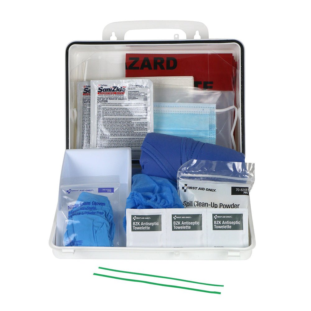 First Aid Only Wall-mount Bloodborne Pathogen (BBP) and Bodily Fluid Spill Kit in Plastic Carry Case, OSHA, 24 Pieces, White