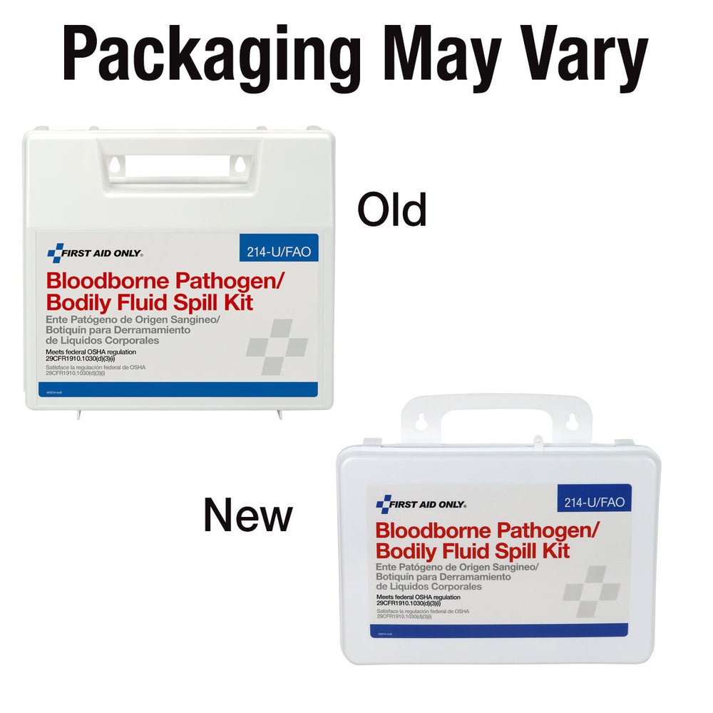First Aid Only Wall-mount Bloodborne Pathogen (BBP) and Bodily Fluid Spill Kit in Plastic Carry Case, OSHA, 24 Pieces, White