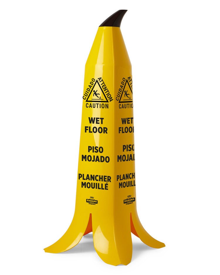 Banana Cone Wet Floor Safety Cone - Trilingual, High Visibility