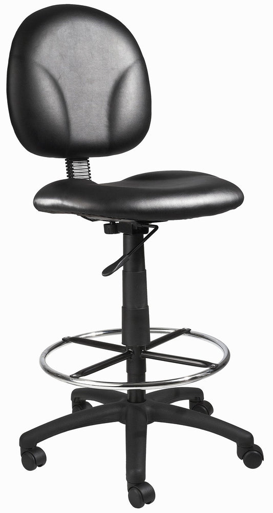 Boss Stand Up Drafting Stool with Foot Rest Black - Black Seat Color - Vinyl Seat Material - Black Back Color - Vinyl Back Material - 1 Each