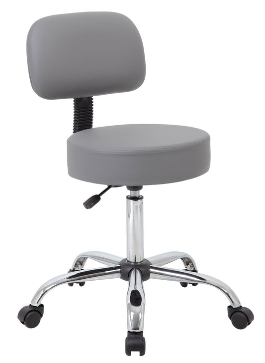 Boss Grey Antimicrobial Medical Stool W/ Back Cushion - B245-GY