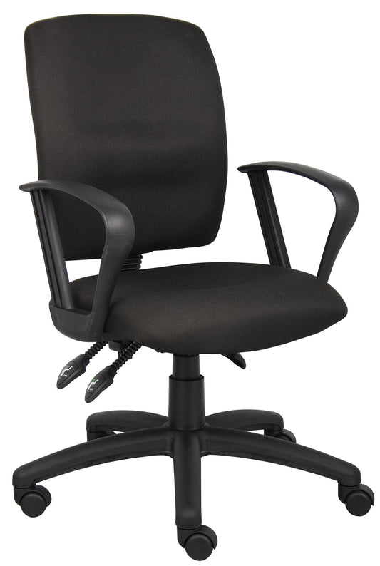 Boss Multi-Function Fabric Task Chair W/Loop Arms - B3037-BK