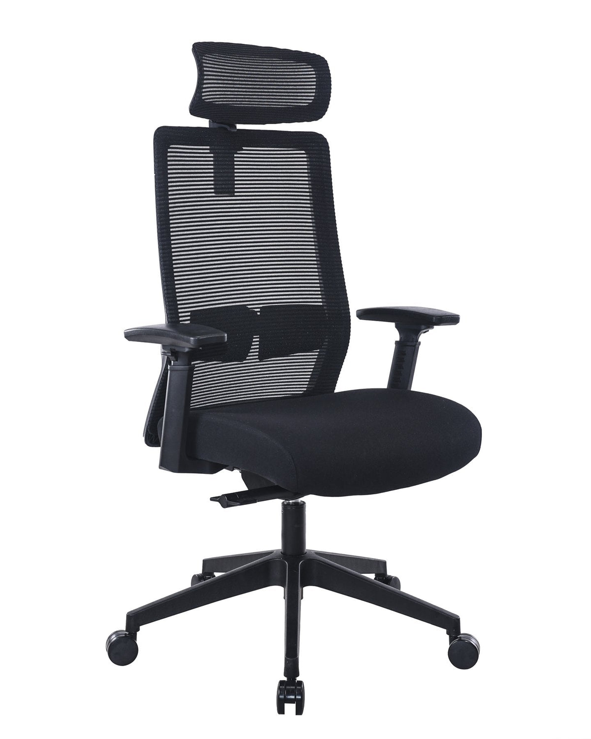 Boss Mesh Chair with Headrest - Molded Foam Seat Material - Mesh Back Material - 5-star Base - Black - Mesh, Fabric - Armrest - 1 Each