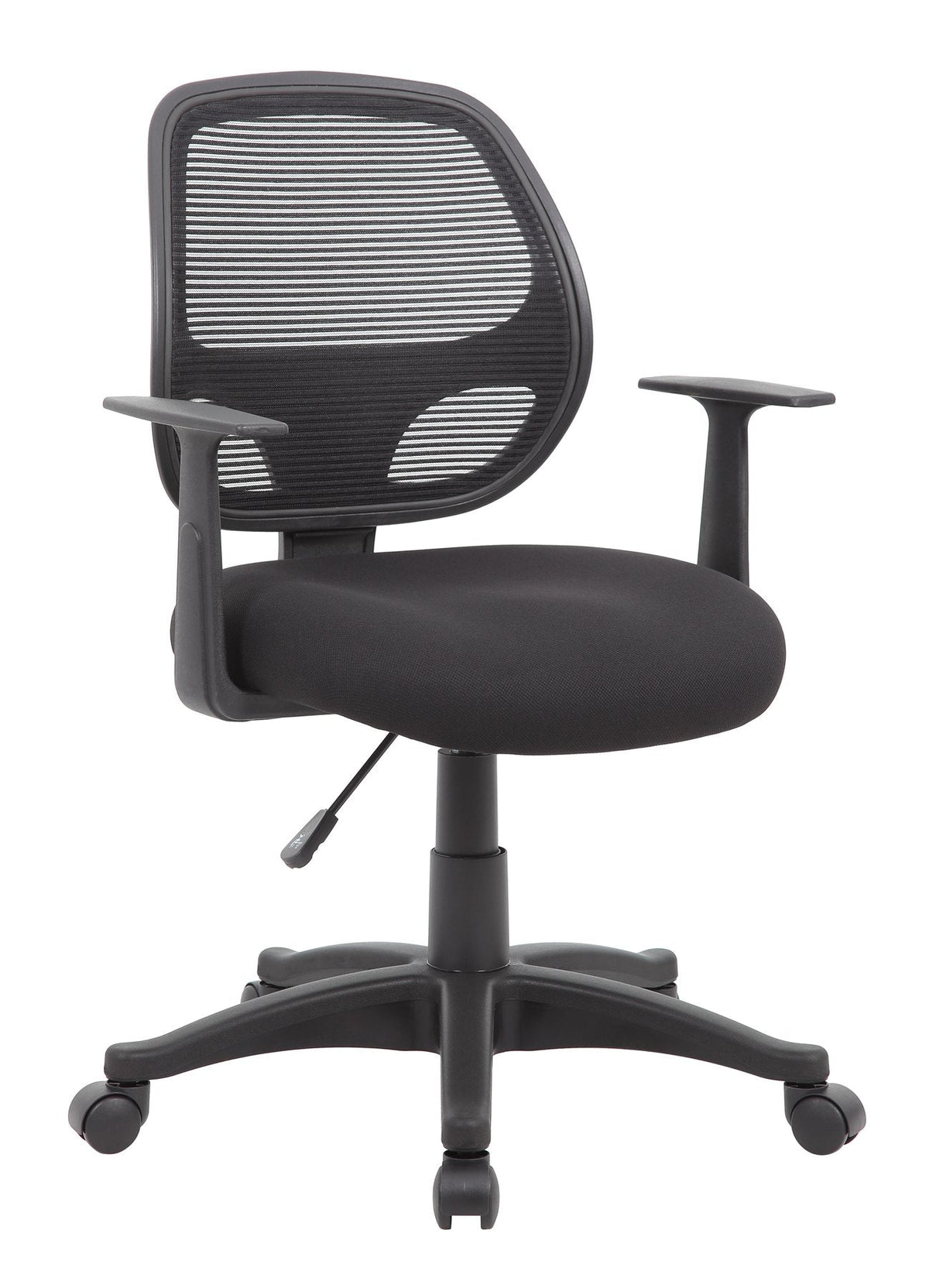 Boss Commercial Grade Mesh Task Chair w/T-Arms - High Density Foam (HDF) Seat Material - Mesh Back Material - 5-star Base - Black - Mesh - 1 Each