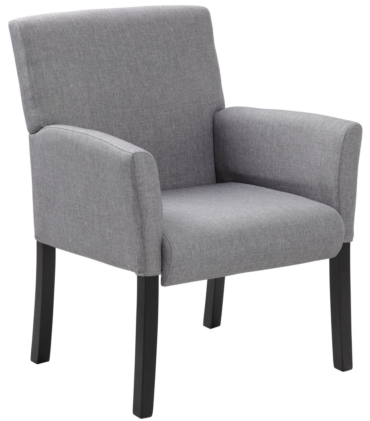 Boss Box Arm Guest, Accent or Dining Chair W/Black Base - Gray - Linen, Fabric - Armrest - 1 Each