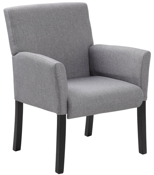 Boss Box Arm Guest, Accent or Dining Chair W/Black Base - Gray - Linen, Fabric - Armrest - 1 Each