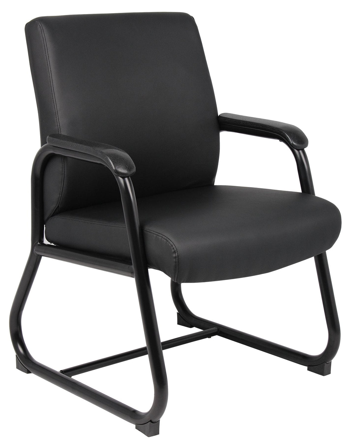 Boss Heavy Duty Guest Chair - Black Seat Color - Vinyl Seat Material - Black Frame Color - Metal Frame Material - Sled Base - Black - 1 Each