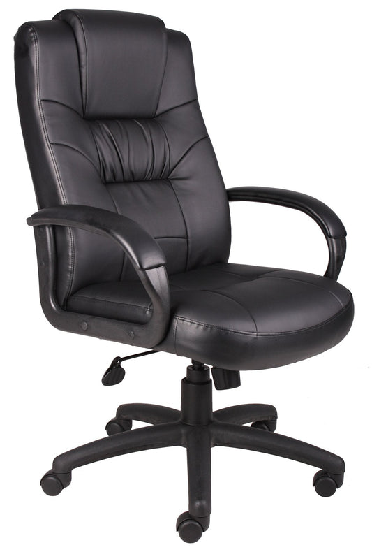 Boss B7501 Executive Chair - Black Seat Color - LeatherPlus Seat Material - Black Back Color - Leather Back Material - Black Frame Color - 1 Each