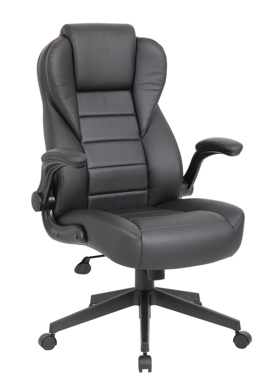 Boss Executive LeatherPlus Chair - Black Seat Color - Vinyl Seat Material - Black Back Color - Vinyl Back Material - High Back - 1 Carton