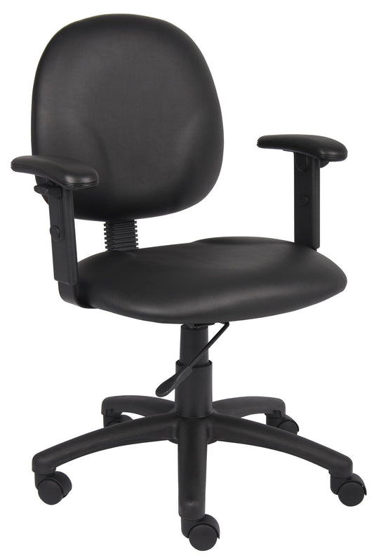 Boss Diamond Task Chair In Black Antimicrobial Vinyl W/ Adjustable Arms - B9091-CS
