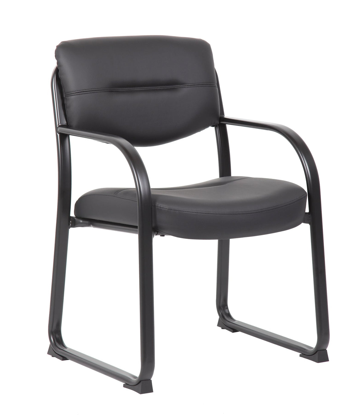 Boss Leather Sled Base Side Chair, Black - B9529