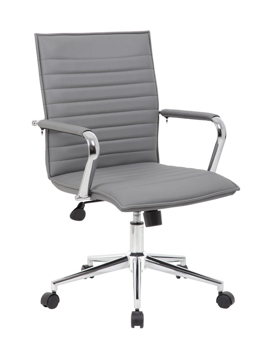 Boss Grey Vinyl Hospitality Chair - Gray Seat Color - Vinyl Seat Material - Gray Back Color - Vinyl Back Material - Chrome Frame Color - 1 Each