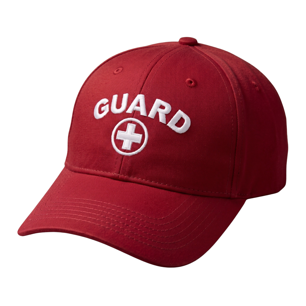 Kemp USA Lifeguard Cap, Low Profile with White Embroidered Logo, Red