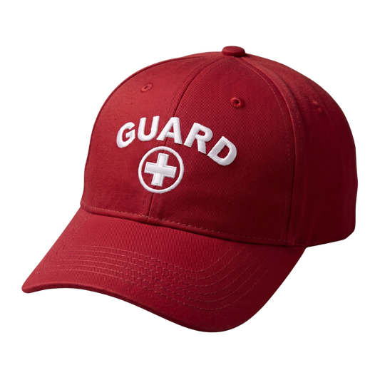 Kemp USA Lifeguard Cap, Low Profile with White Embroidered Logo, Red