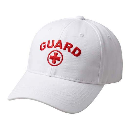 Kemp USA Lifeguard Cap, Low Profile with White Embroidered Logo, White
