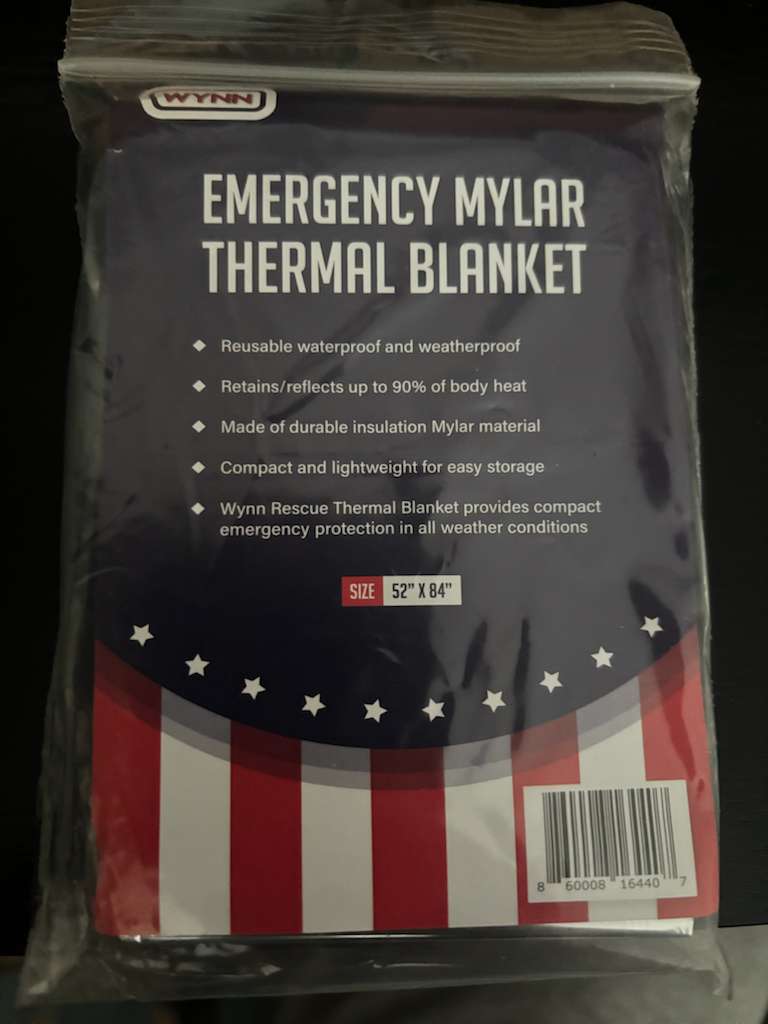 Wynn Emergency Mylar Thermal Blanket, 52 x 84 in