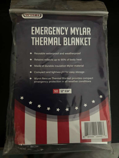 Wynn Emergency Mylar Thermal Blanket, 52 x 84 in